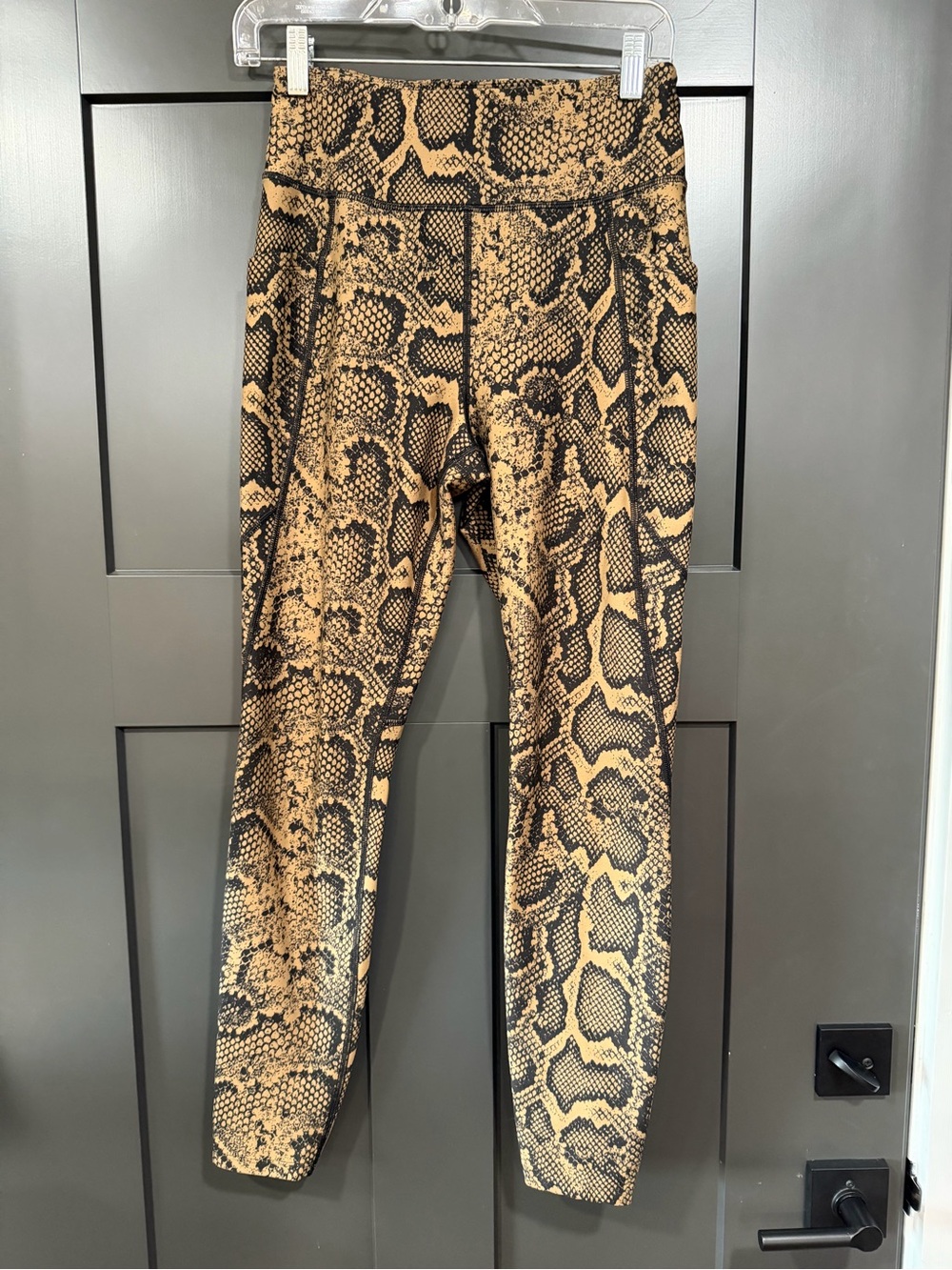 Athletic Works Snake-Print Leggings — Tan & Black